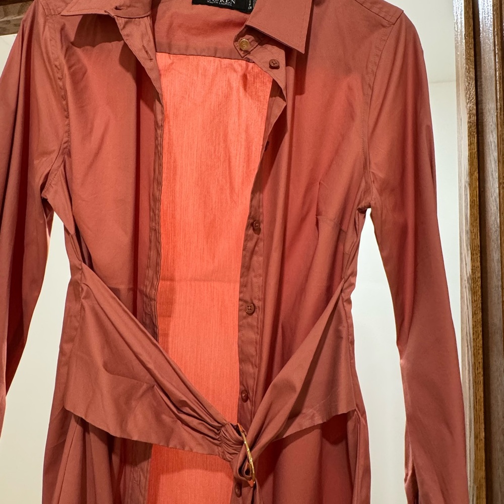 Ralph Lauren Coral Button-Up Shirt Dress